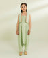 Kids East Girls Sea Green 2 Piece Embroidered Raw Silk Set